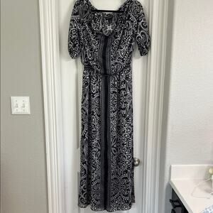 White House | Black Market Elegant Black and White Patterned Dress Size 8